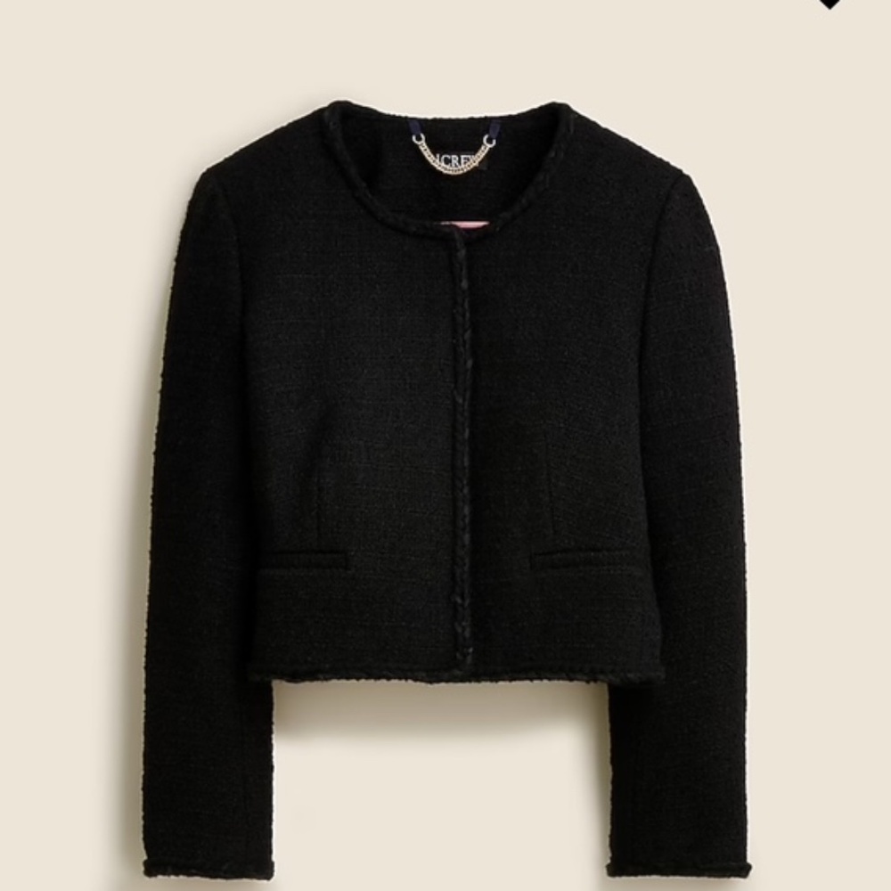 NWT J.Crew Louisa Lady Jacket In Maritime Tweed Size 12 Black